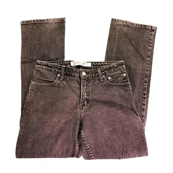 Harley-Davidson Black Bootcut Faded Jeans Moto Vintage Style Denim‎ 90s Y2K Sz 8 - Picture 9 of 9